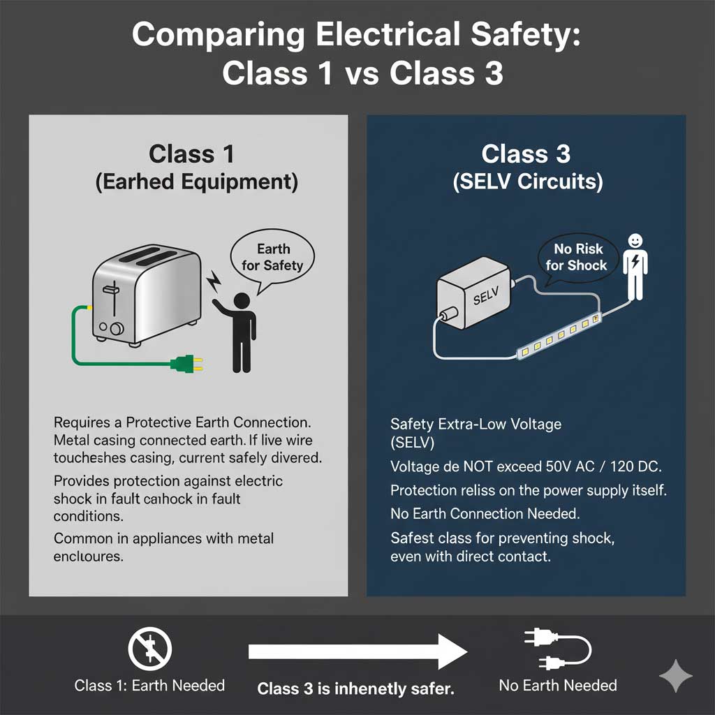 So sánh Class 1 và Class 3 theo tiêu chuẩn IEC
