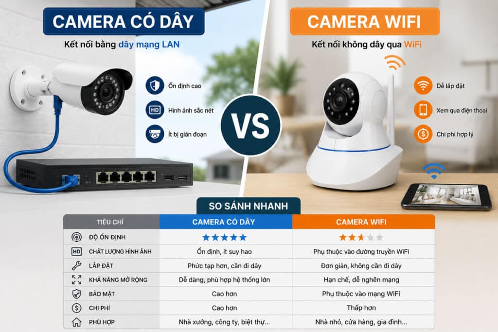 Camera Có Dây Hay Wifi Ổn Định Hơn