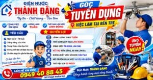 Điện Nước THÀNH ĐẶNG Tuyển Dụng Việc Làm Tại Bến Tre