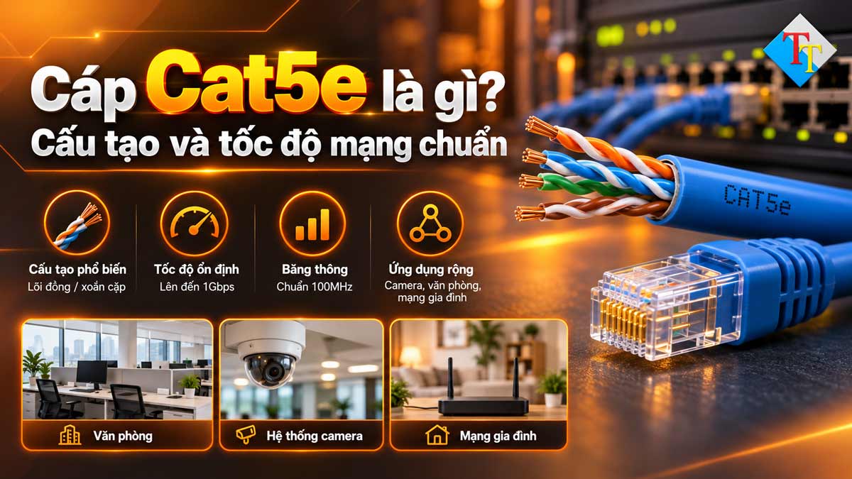 Cáp Cat5e là gì? Cấu tạo và tốc độ mạng chuẩn