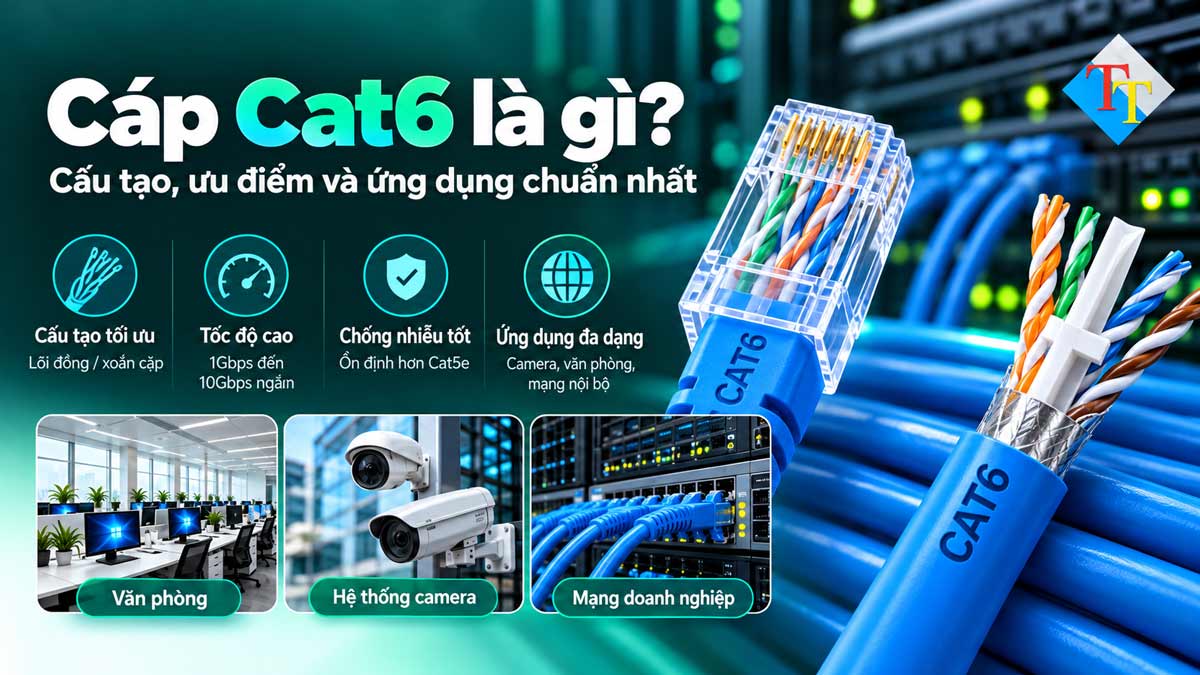 Cáp Cat6 là gì? Cấu tạo, ưu điểm và ứng dụng chuẩn nhất