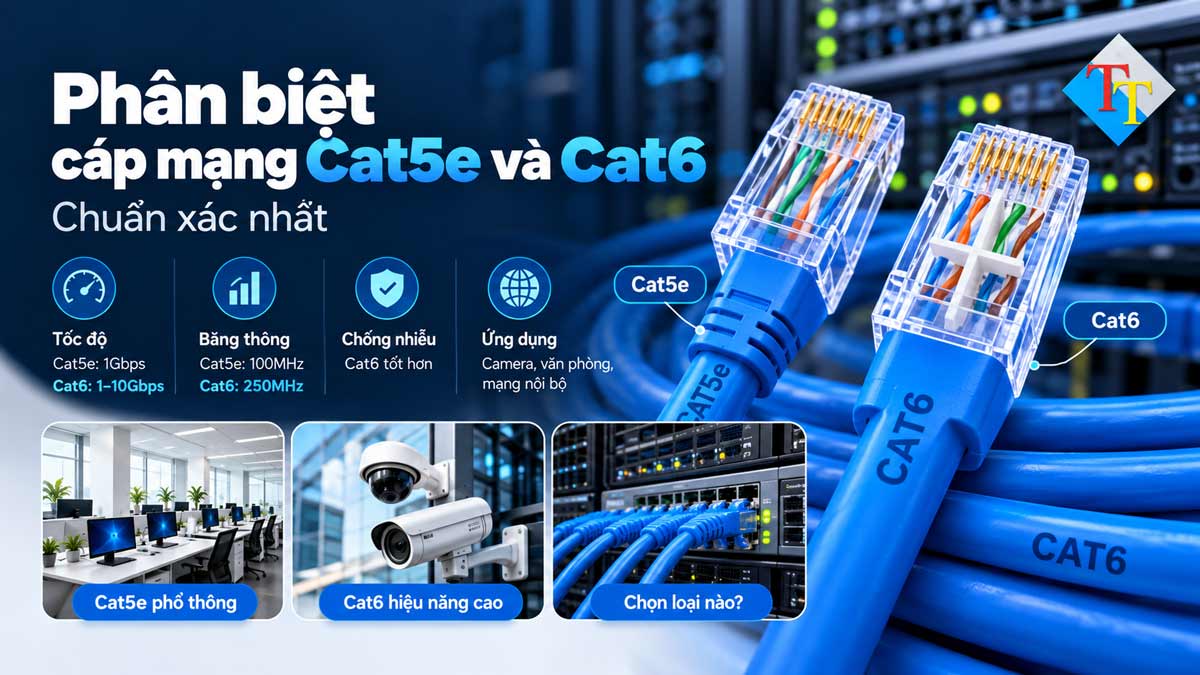 Phân biệt cáp mạng Cat5e và Cat6